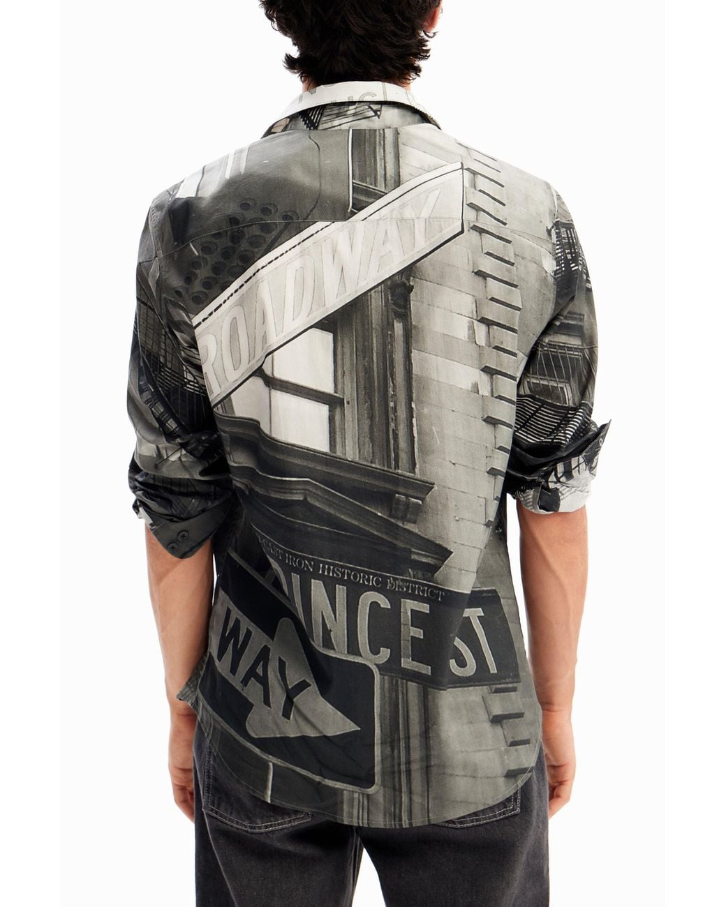 Desigual Black Poplin Nyc Shirt, Cotton for men