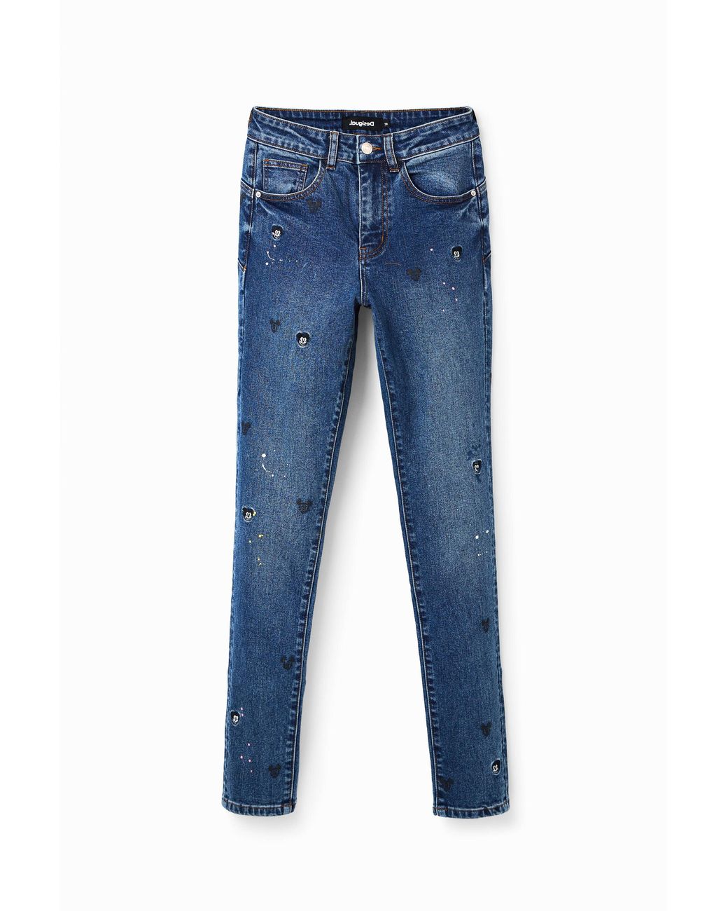 Desigual Blue Disney's Mickey Mouse Slim Push-Up Jeans, Cotton