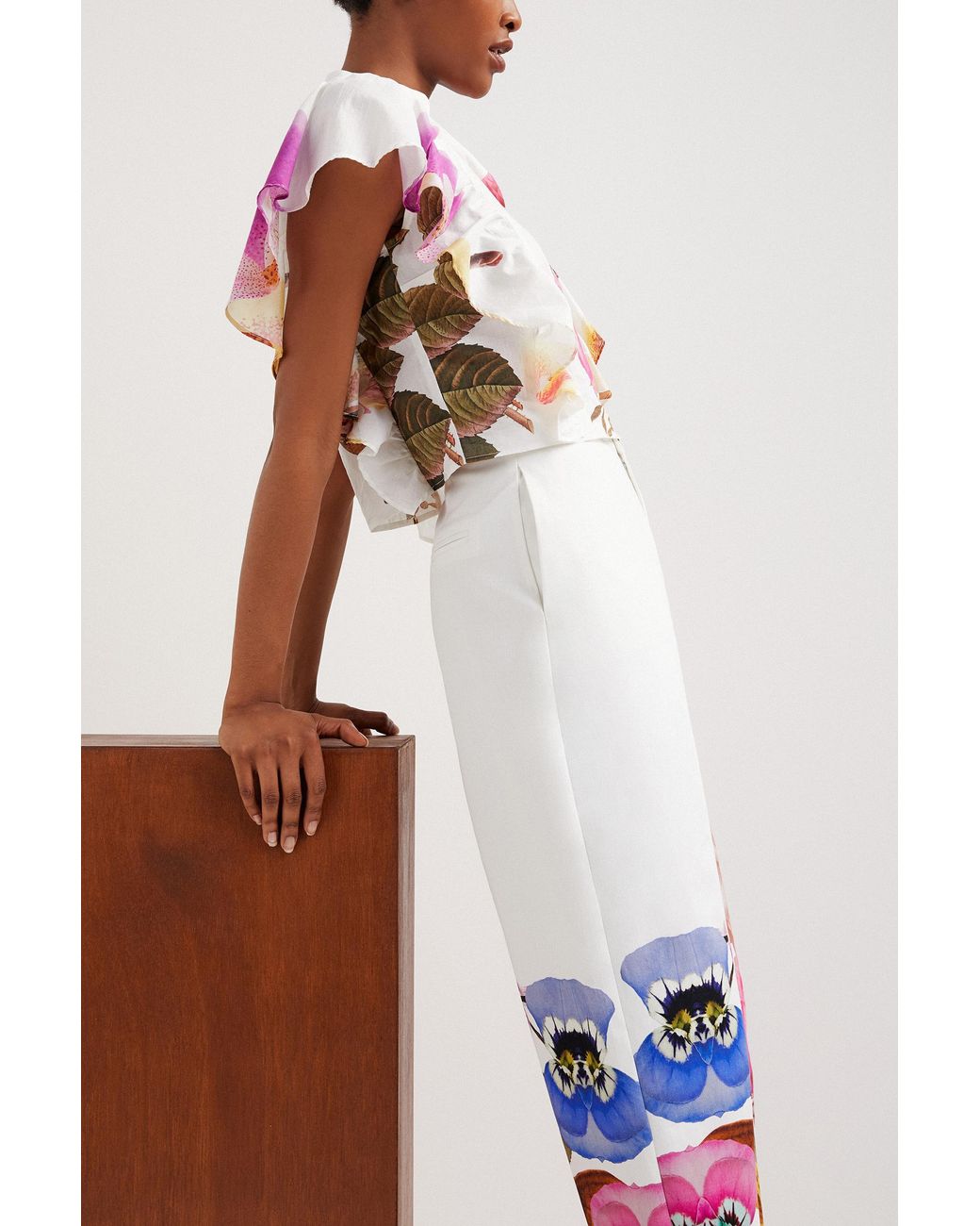 Desigual Red M. Christian Lacroix Floral Baggy Trousers, Cotton
