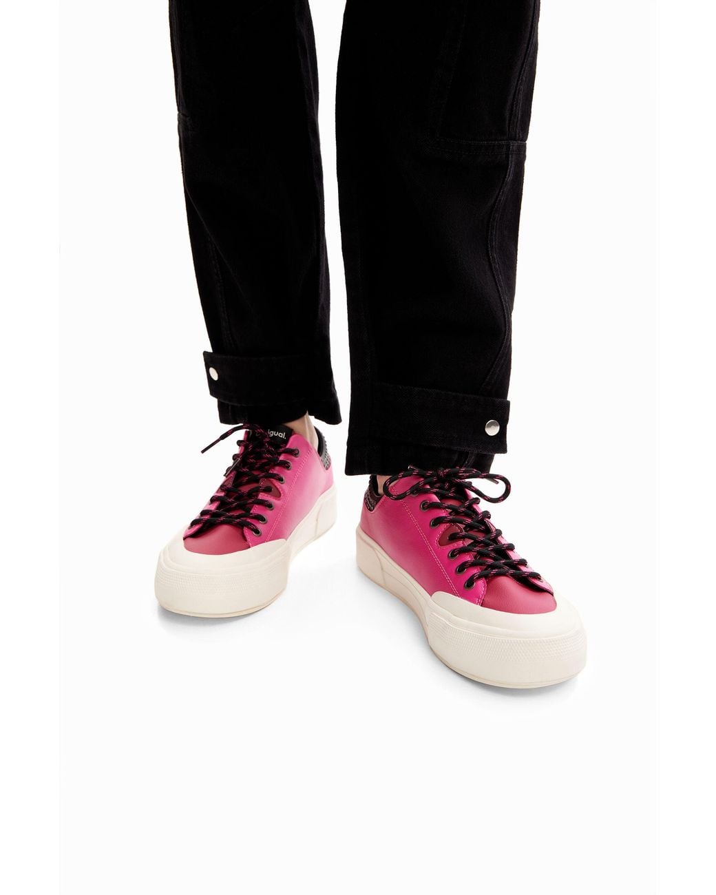 Desigual Pink Studded Platform Sneakers, Polyurethane