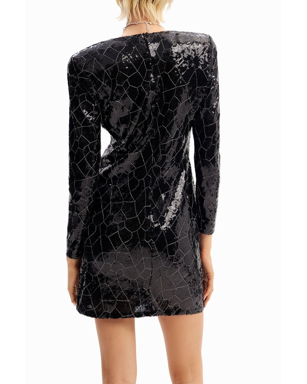 Desigual Black Short Sequinned Dress, Polyester
