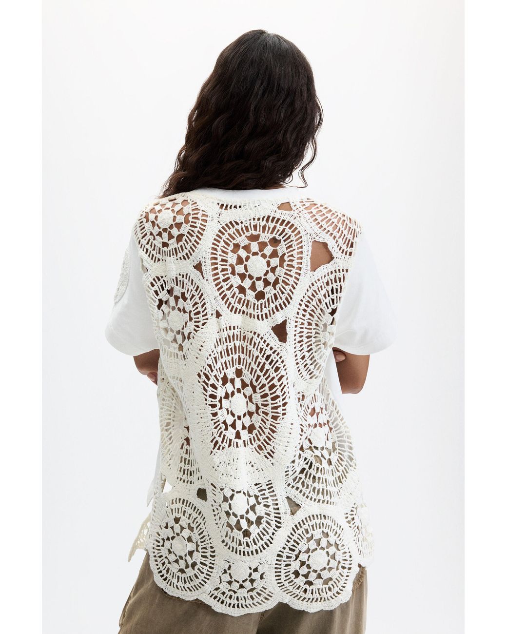 Desigual White Embroidered T-Shirt