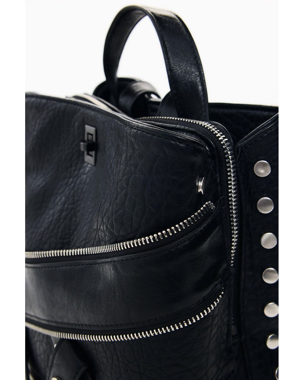 Desigual Black Mini Small Backpack, Polyurethane