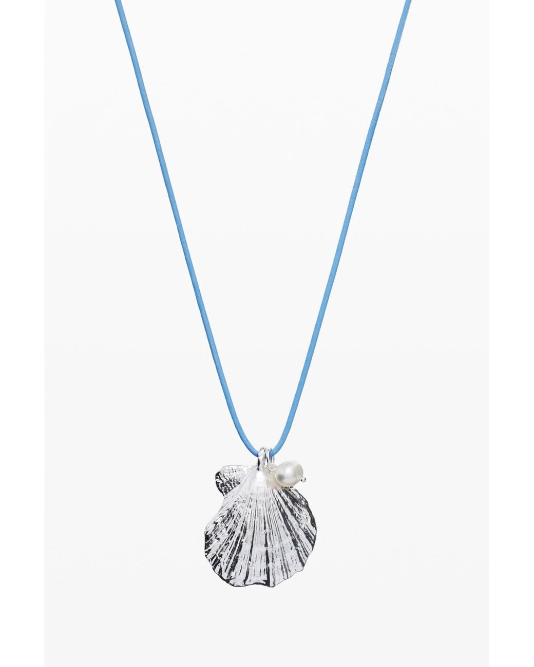 Desigual Blue Plated Shell Pendant Cord Zalio