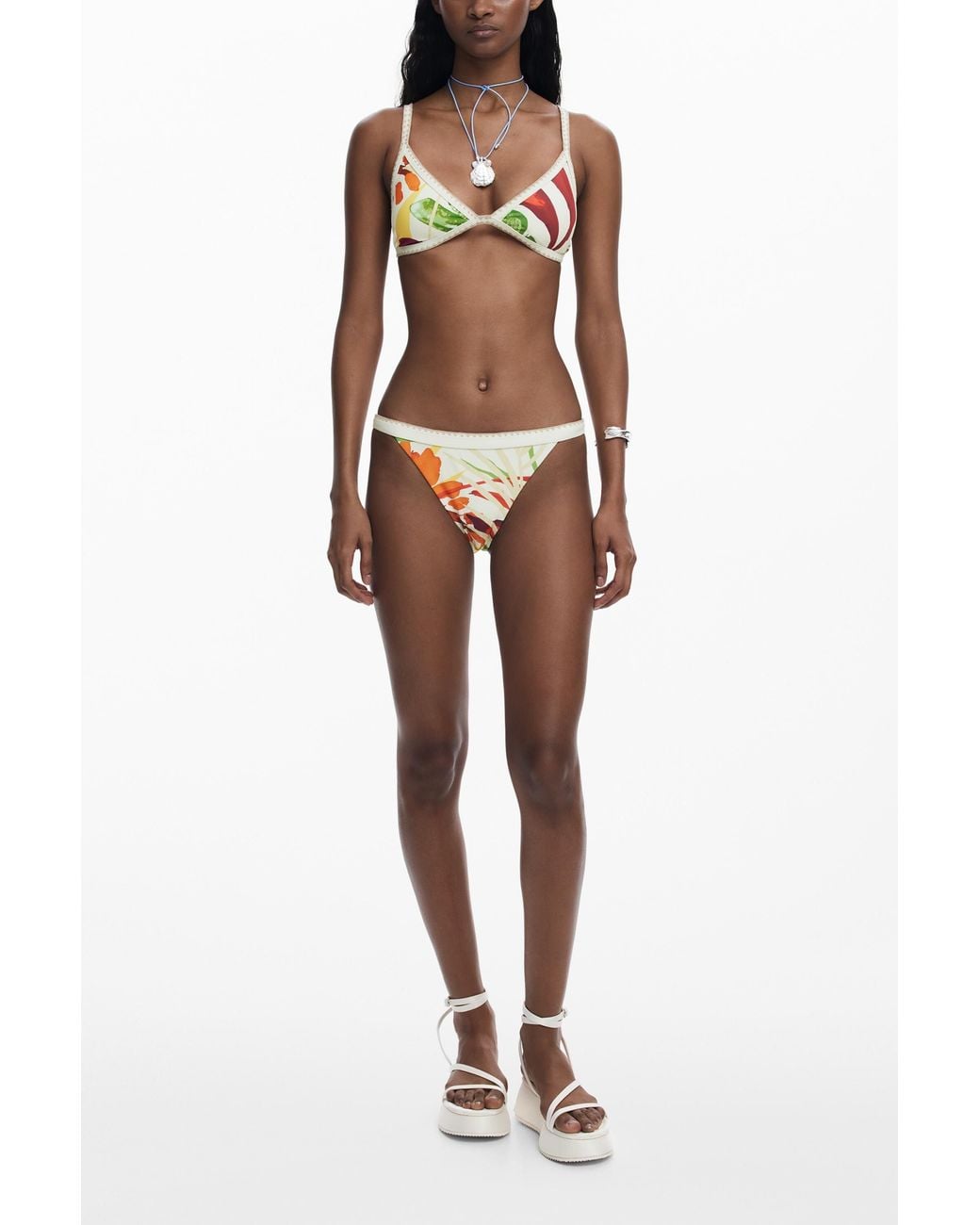 Desigual Orange Tropical Bikini Bottoms