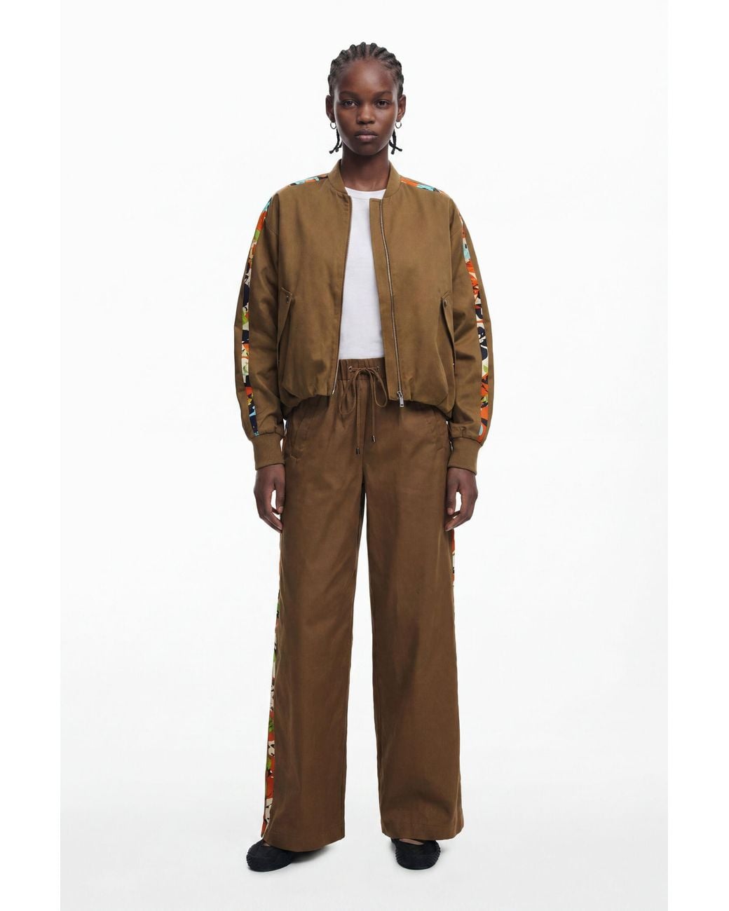 Desigual Brown Trousers Designed By Mr. Christian Lacroix, Cotton