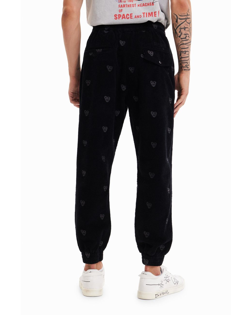 Desigual Black Skull Joggers, Cotton for men