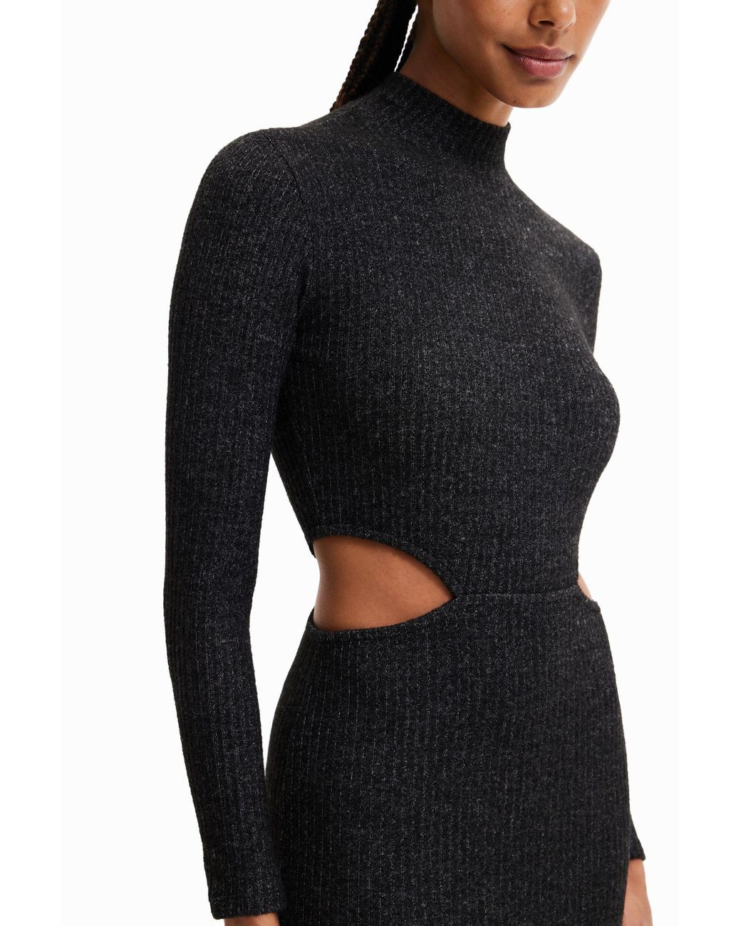 Desigual Black Midi Cut-Out Dress