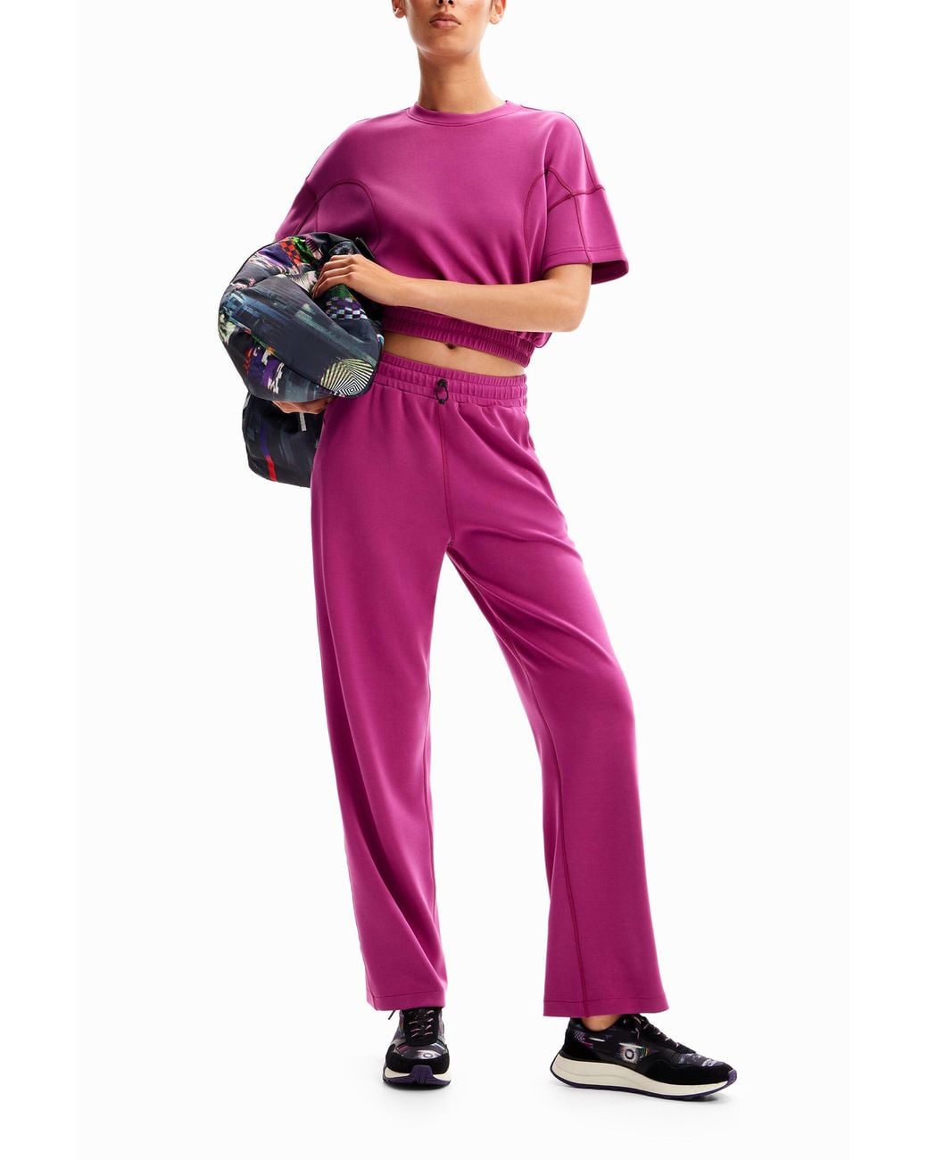 Desigual Pink Wide-Leg Sport Trousers