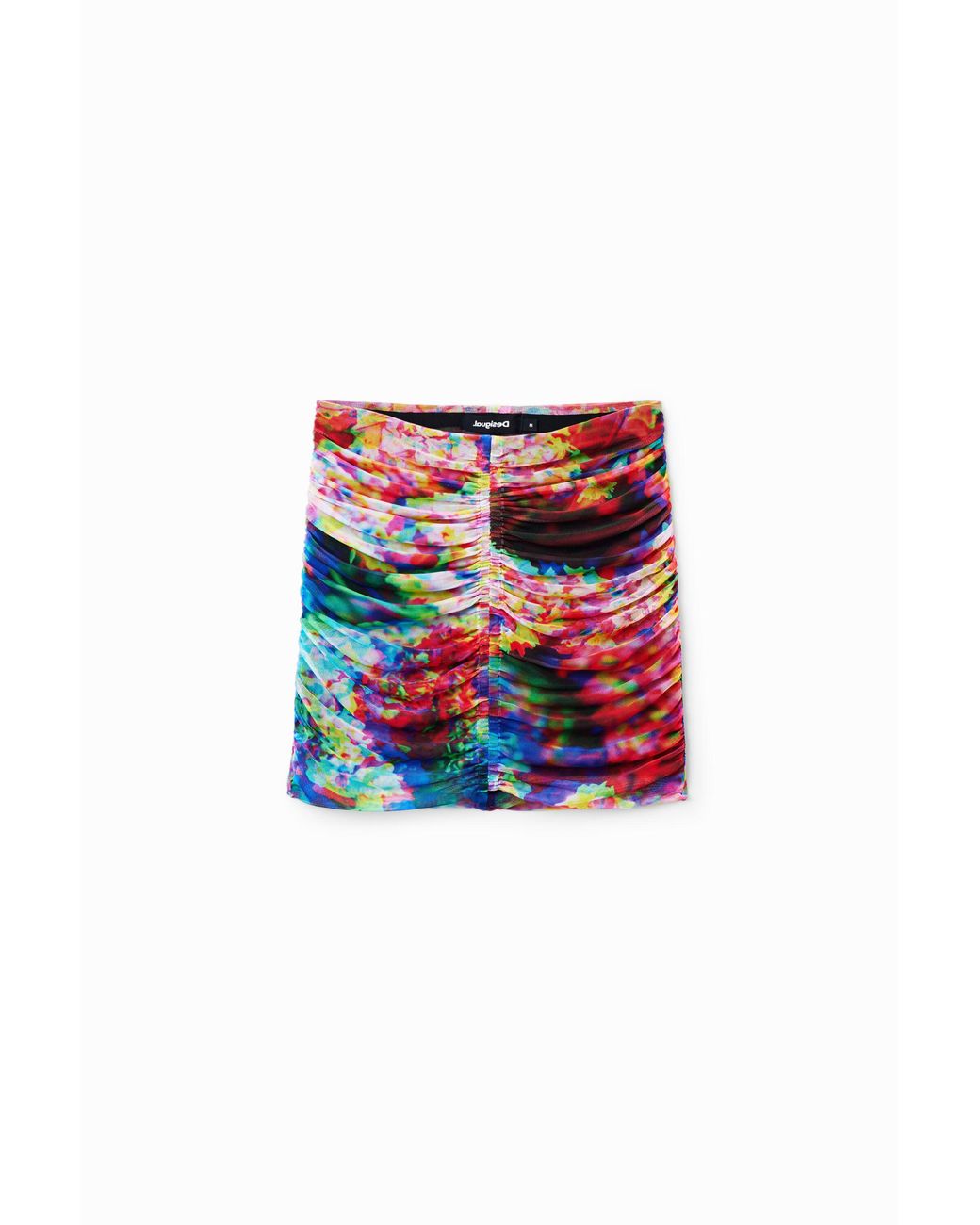 Desigual Red Floral Ruched Tulle Mini Skirt, Polyester