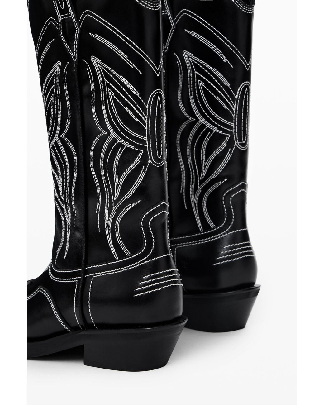 Desigual Black Cowboy Boot, Cow Leather