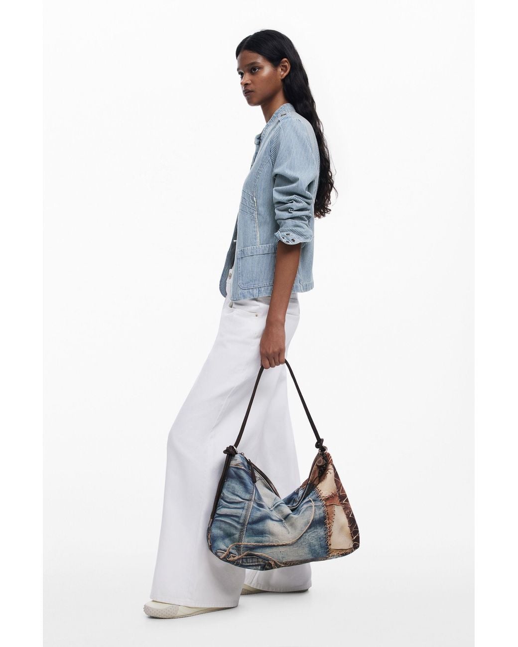 Desigual Blue Large Patchwork Bag, Cotton