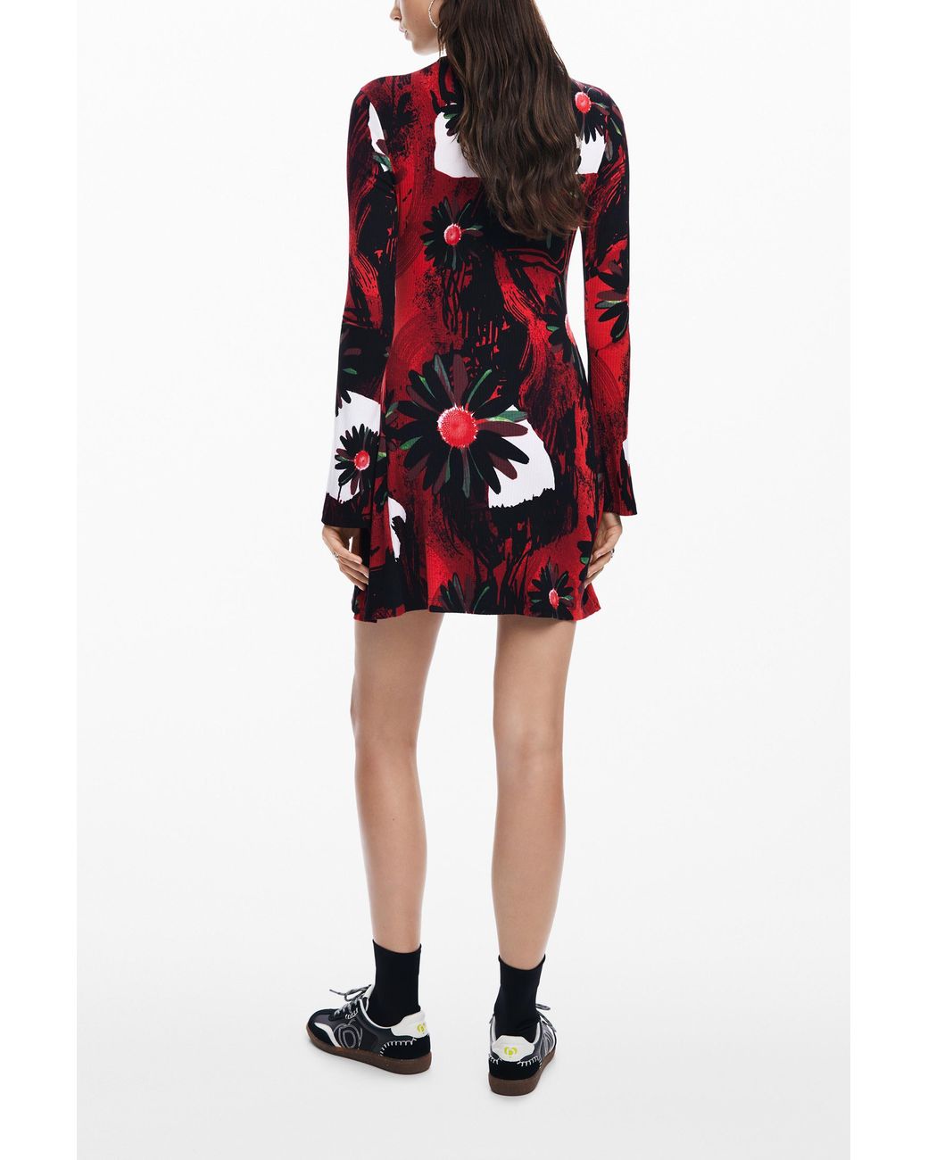 Desigual Red Mini Dress With M. Christian Lacroix Print, Viscose