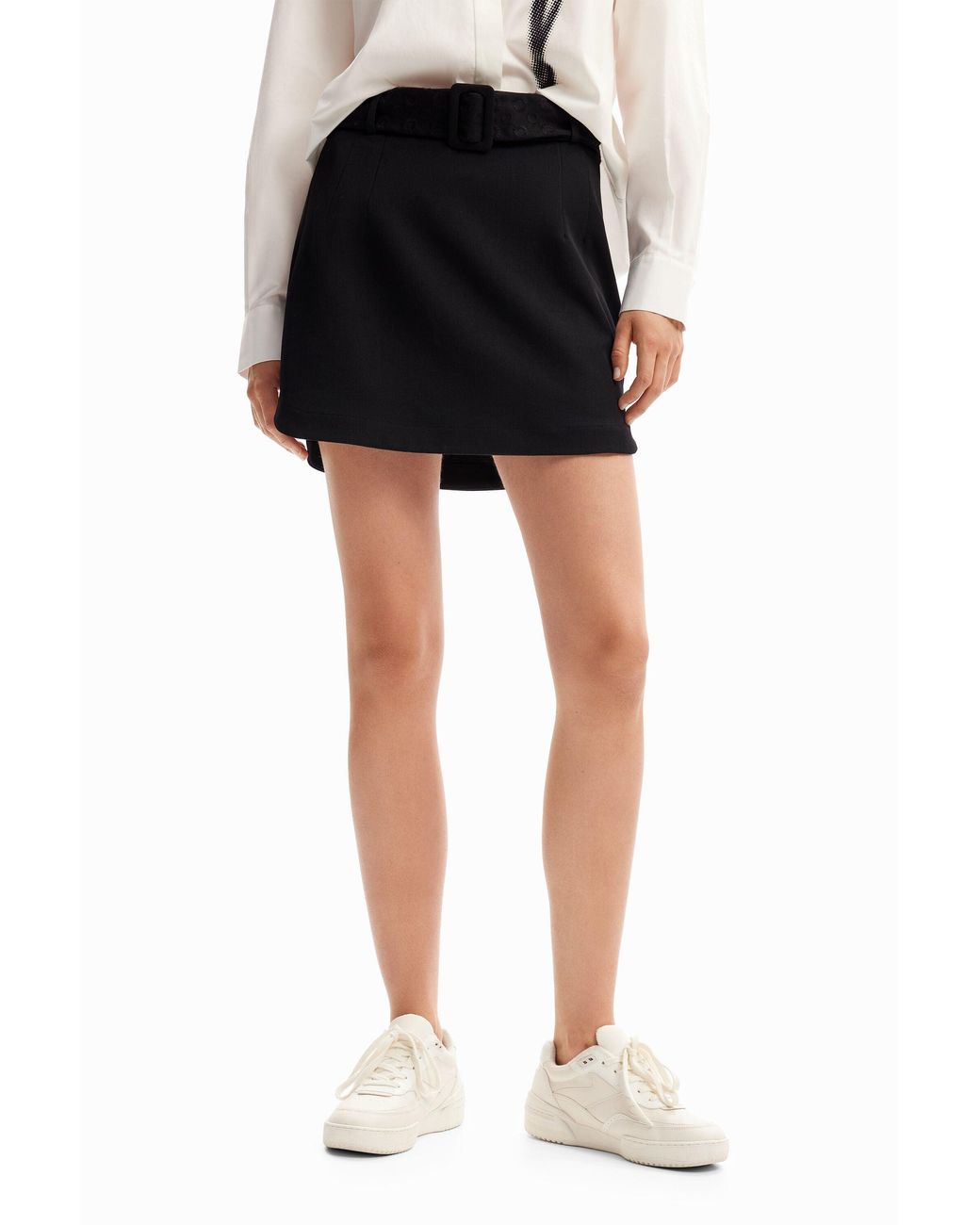 Desigual Black Embroidered Belt Mini Skirt