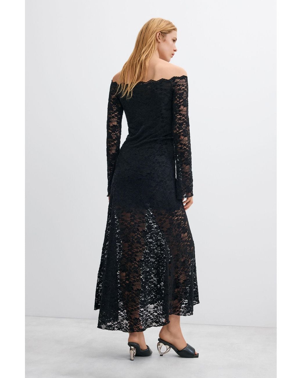 Desigual Black Midi Lace Dress