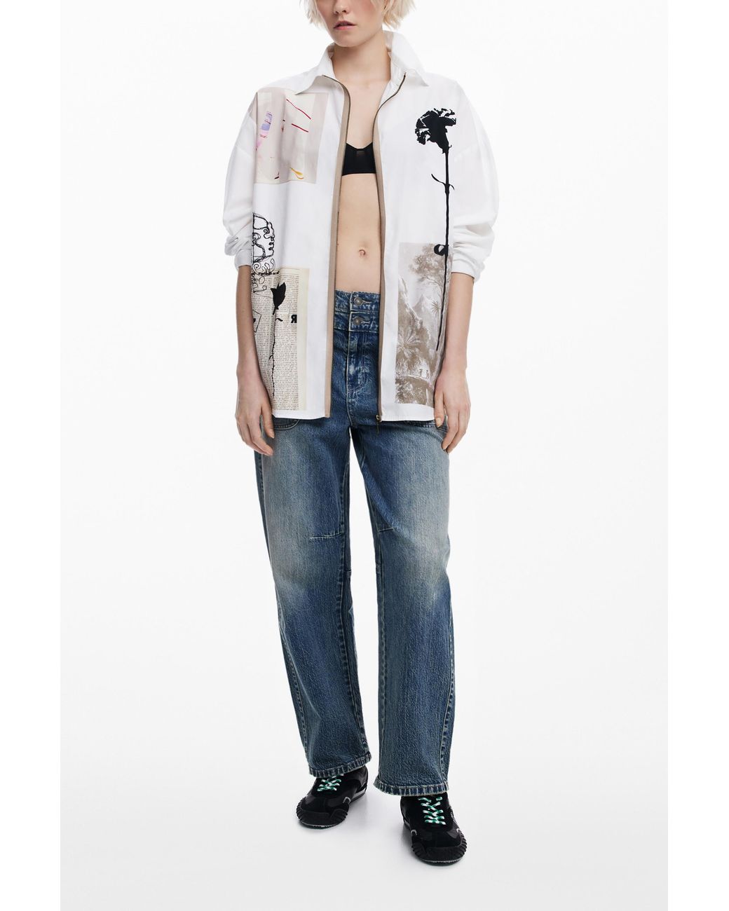 Desigual Gray Shirt Designed By Mr. Christian Lacroix, Cotton