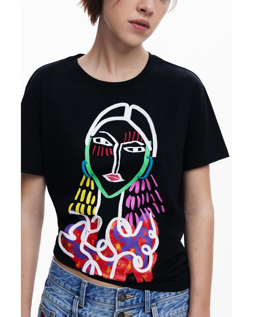 Desigual Blue Arty Print T-Shirt, Cotton