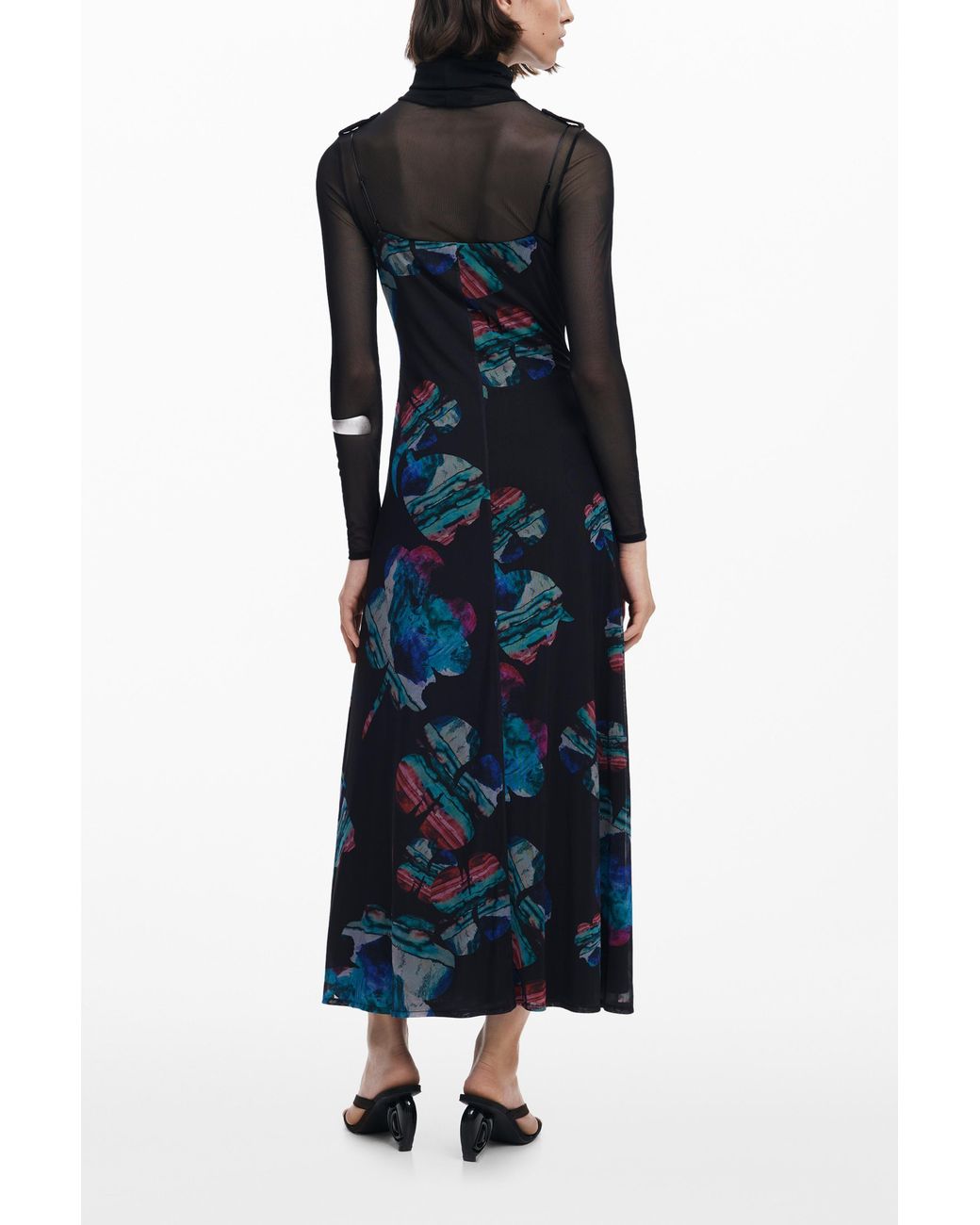Desigual Blue Dress Designed By Mr. Christian Lacroix, Polyester