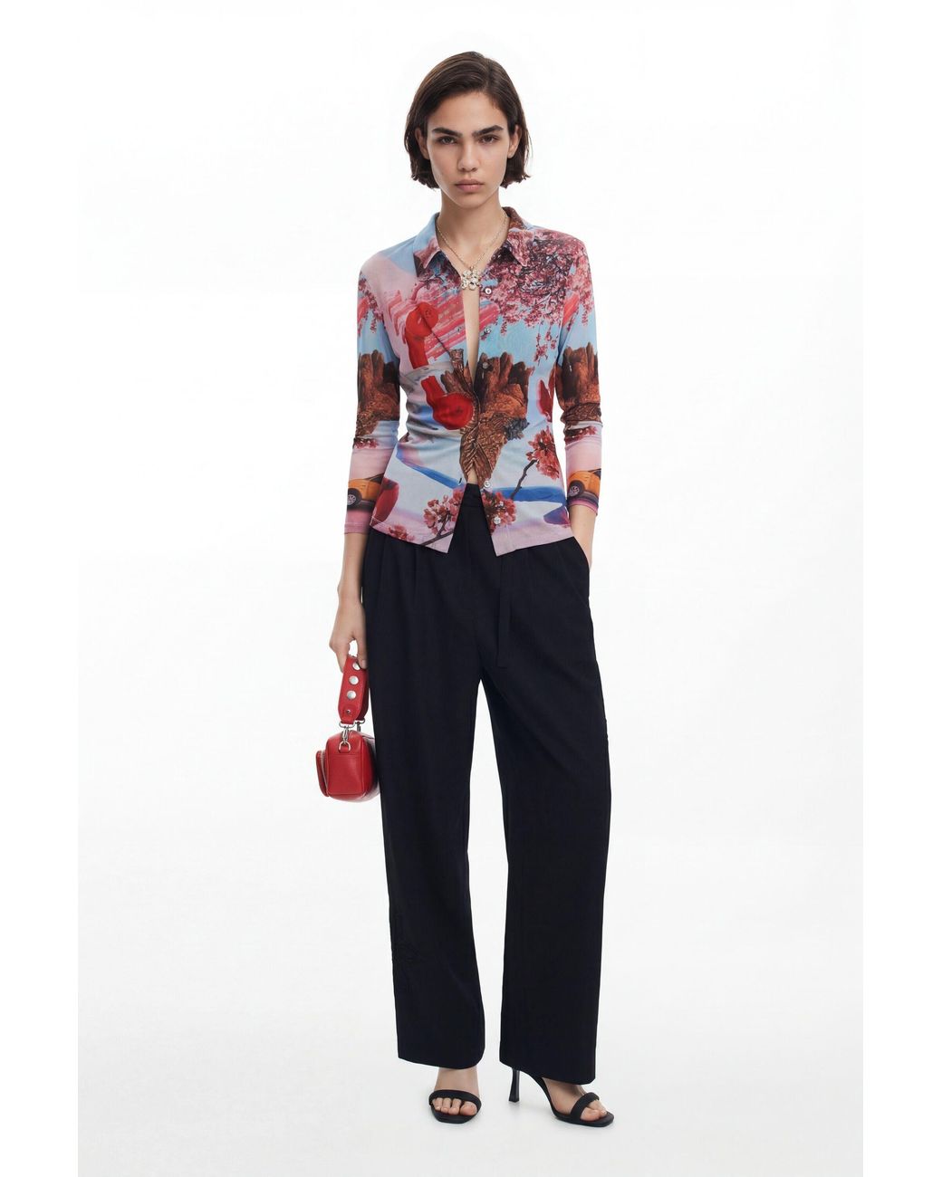Desigual Red Printed Shirt M. Christian Lacroix, Polyester