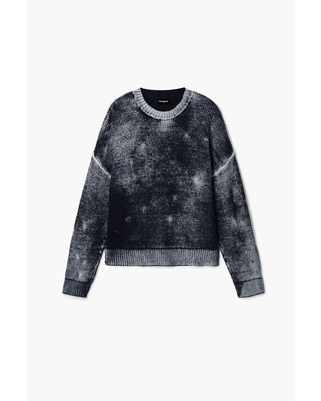 Desigual Blue Distressed Knit Sweater for men