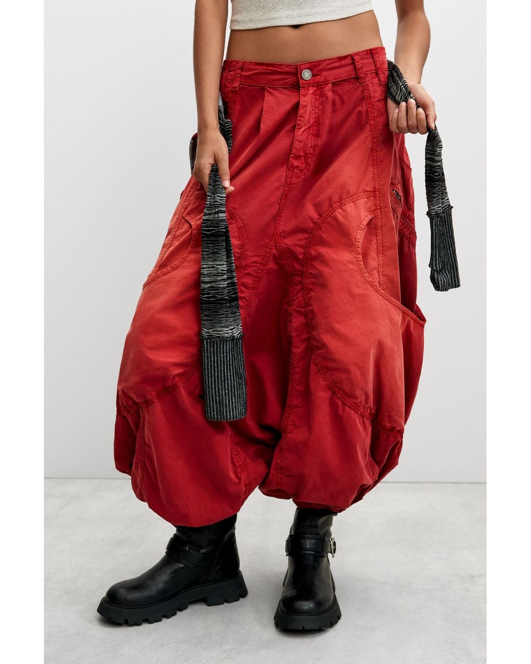 Desigual Red Cotton Baggy Pants, Cotton