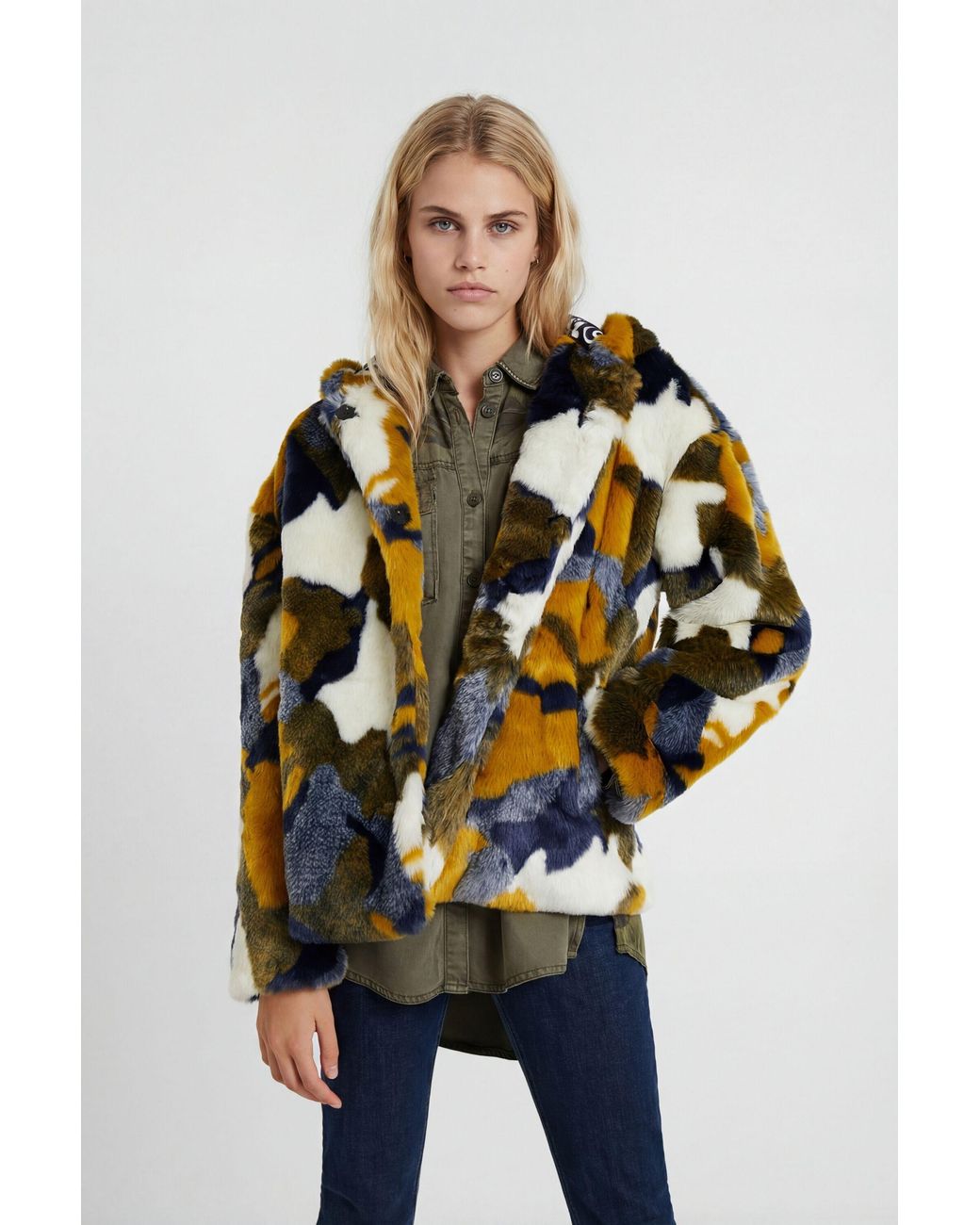 Desigual Black Short Plush Jacket