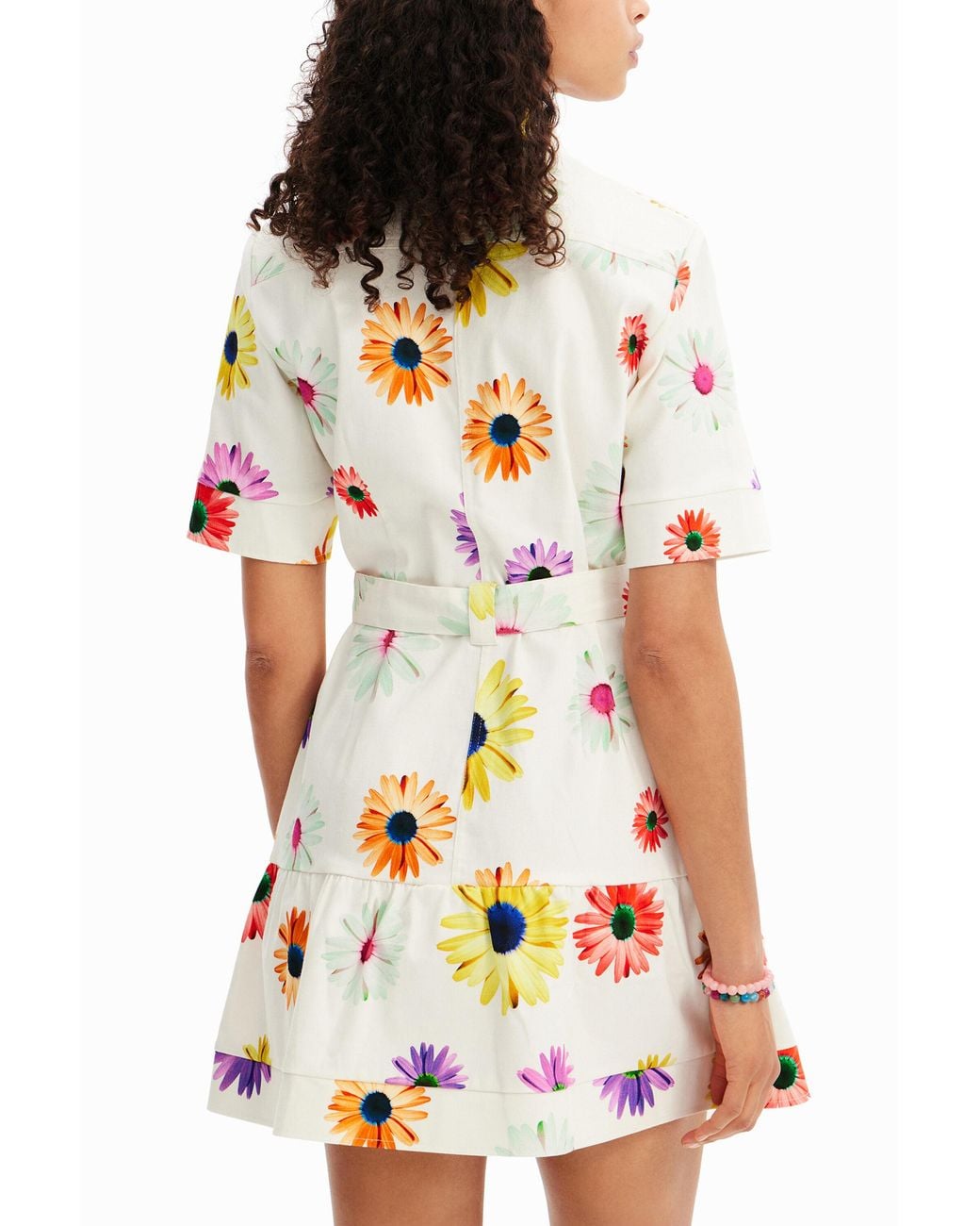 Desigual White Christian Lacroix Short Floral Shirt Dress, Cotton
