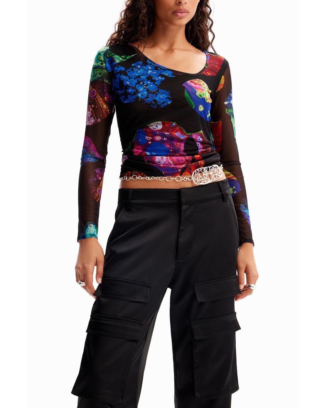 Desigual Black M. Christian Lacroix Cargo Trousers, Polyester