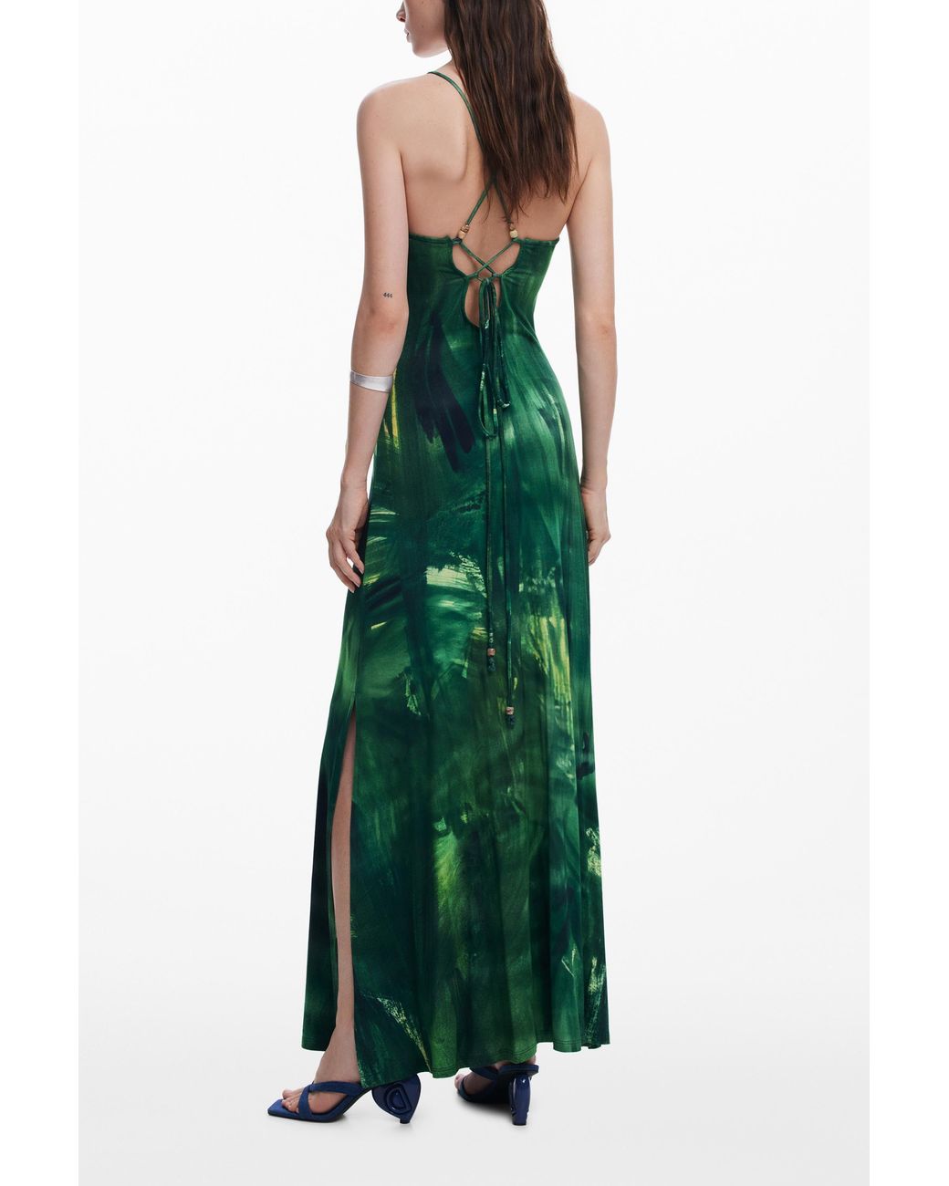 Desigual Green Cut-Out Maxi Dress, Viscose
