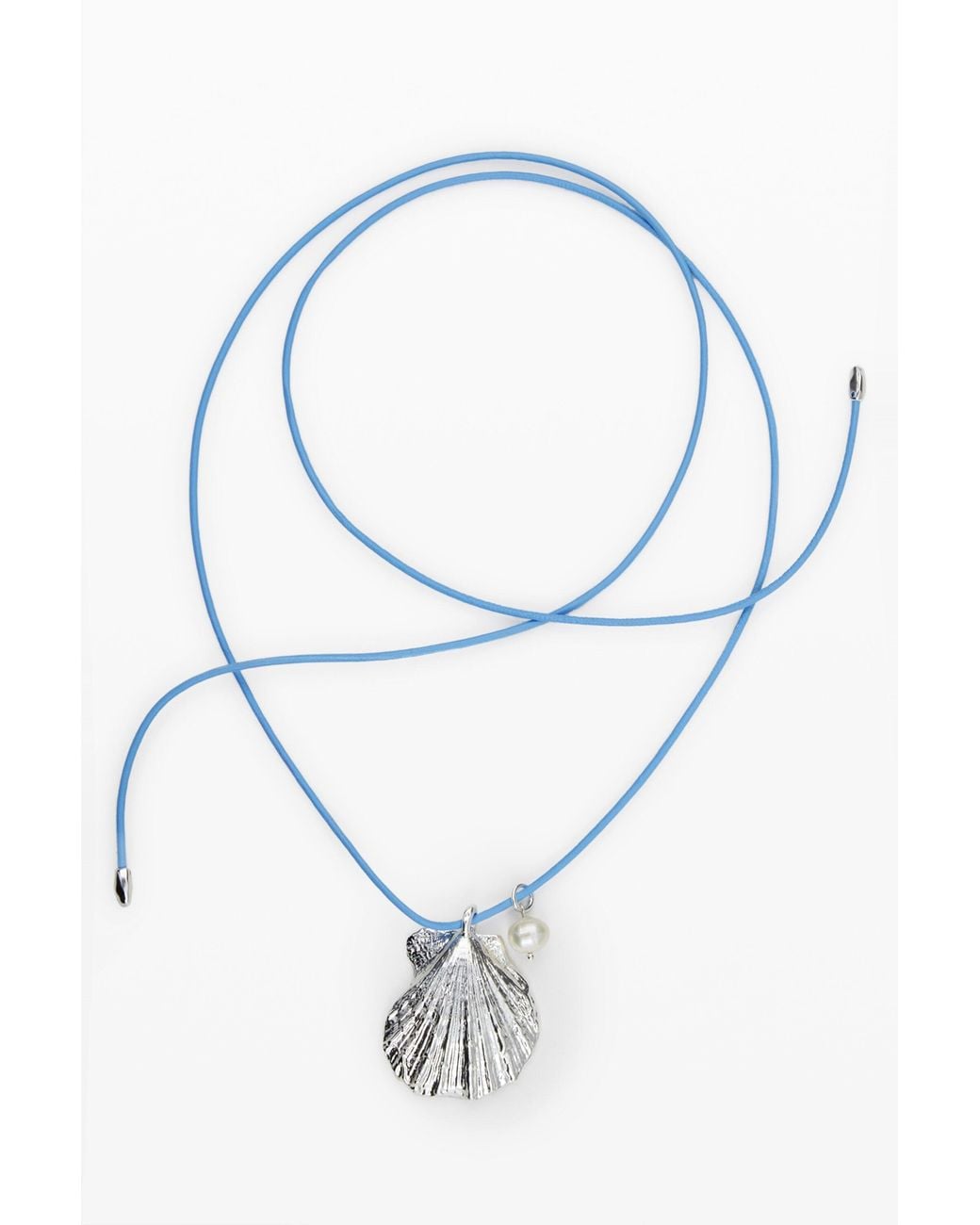 Desigual Blue Plated Shell Pendant Cord Zalio