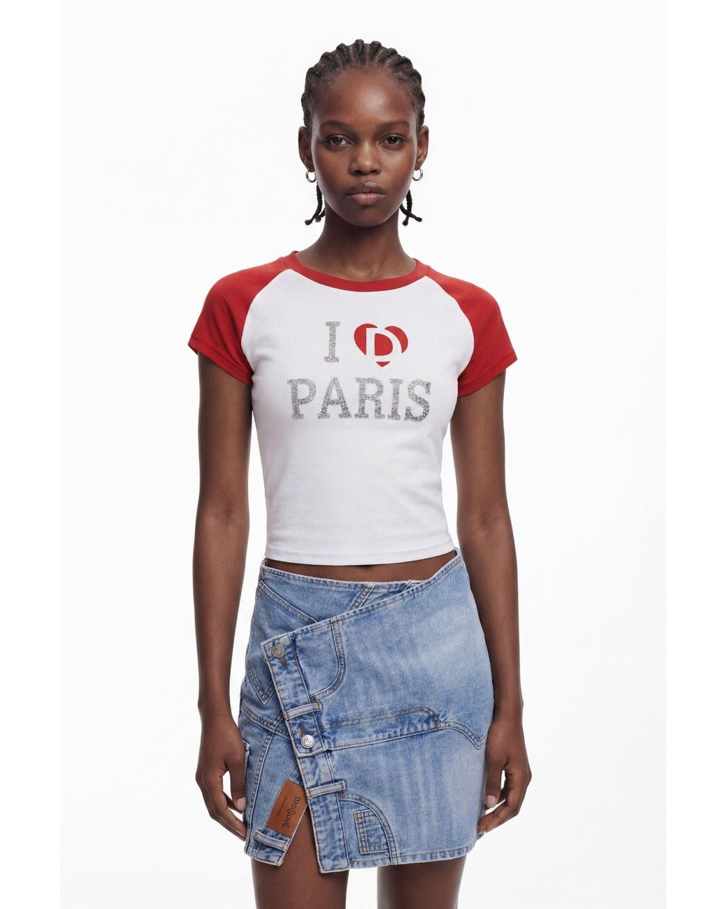 Desigual Red T-Shirt "I Love Paris" Cotton