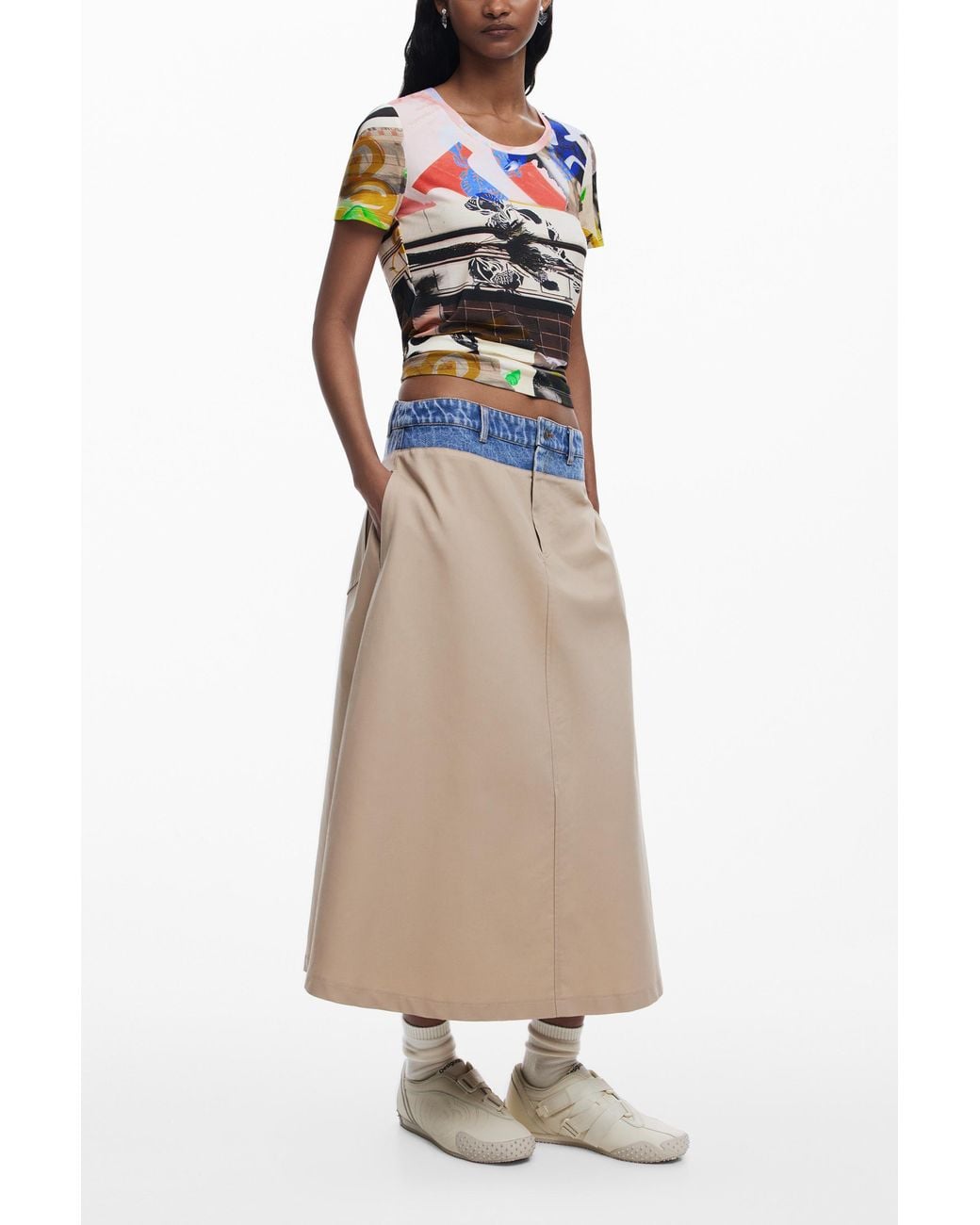 Desigual Multicolor Collage Print T-Shirt, Viscose