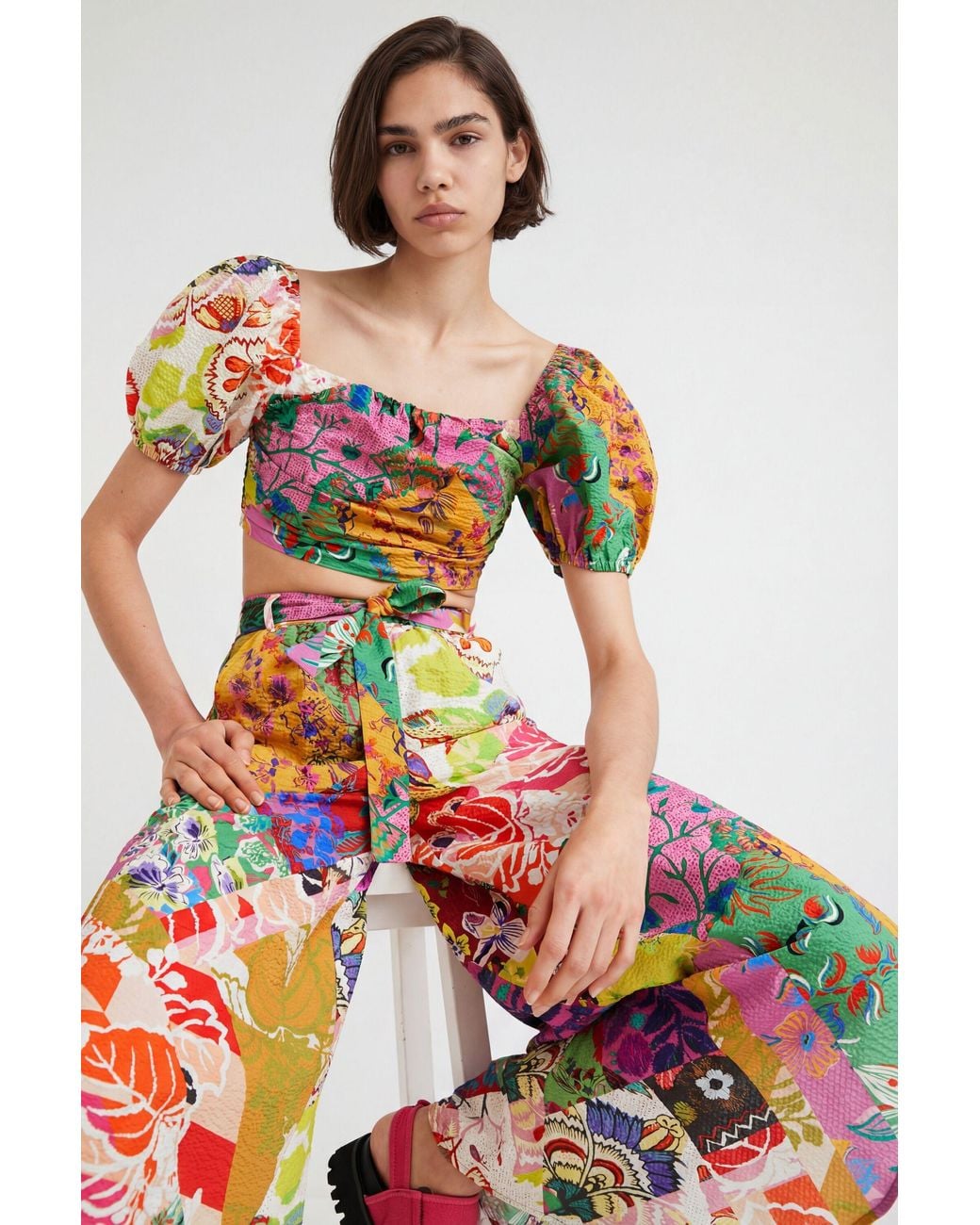 Desigual Multicolor M. Christian Lacroix Cropped Blouse, Cotton