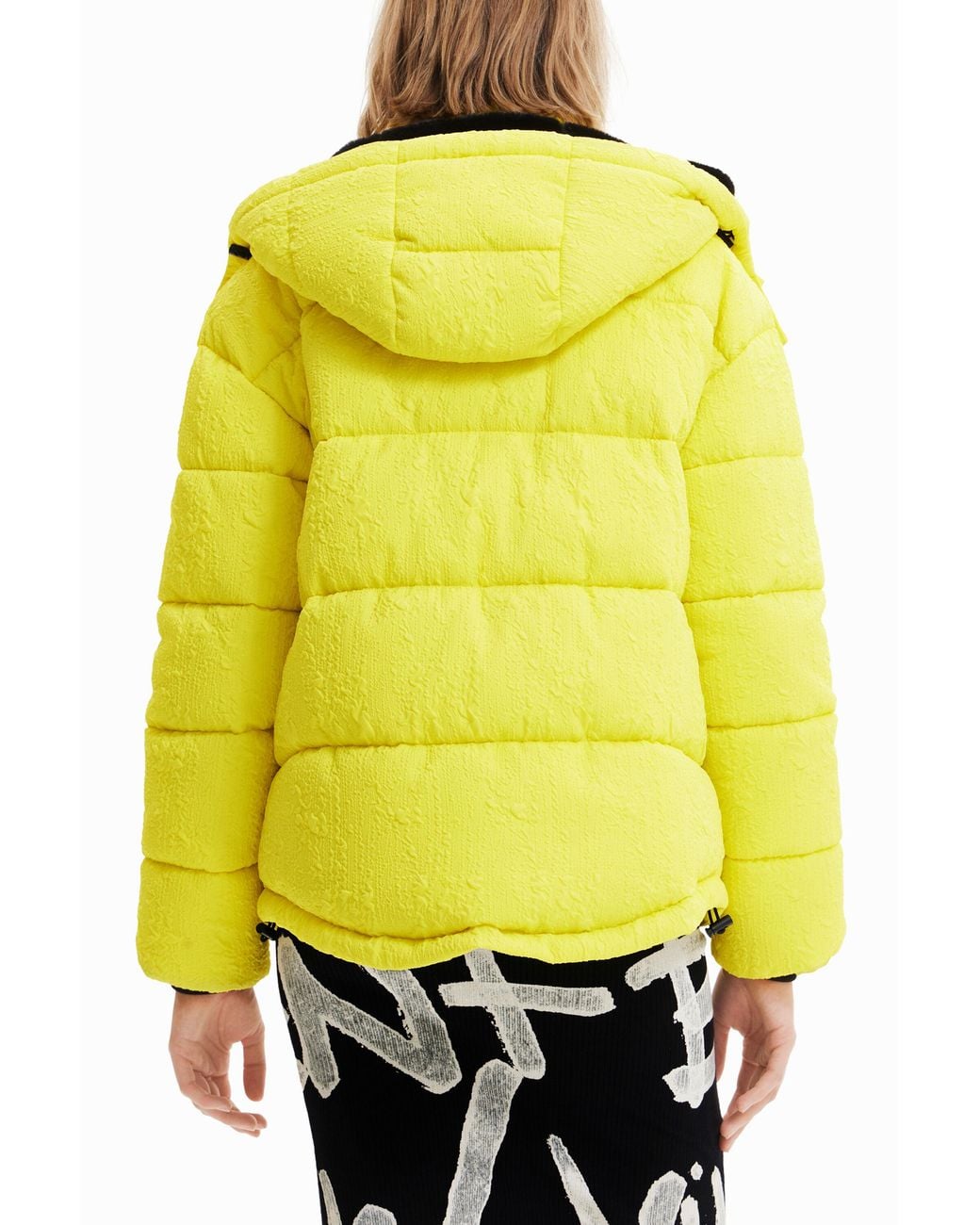 Desigual Yellow Textured Padded Jacket