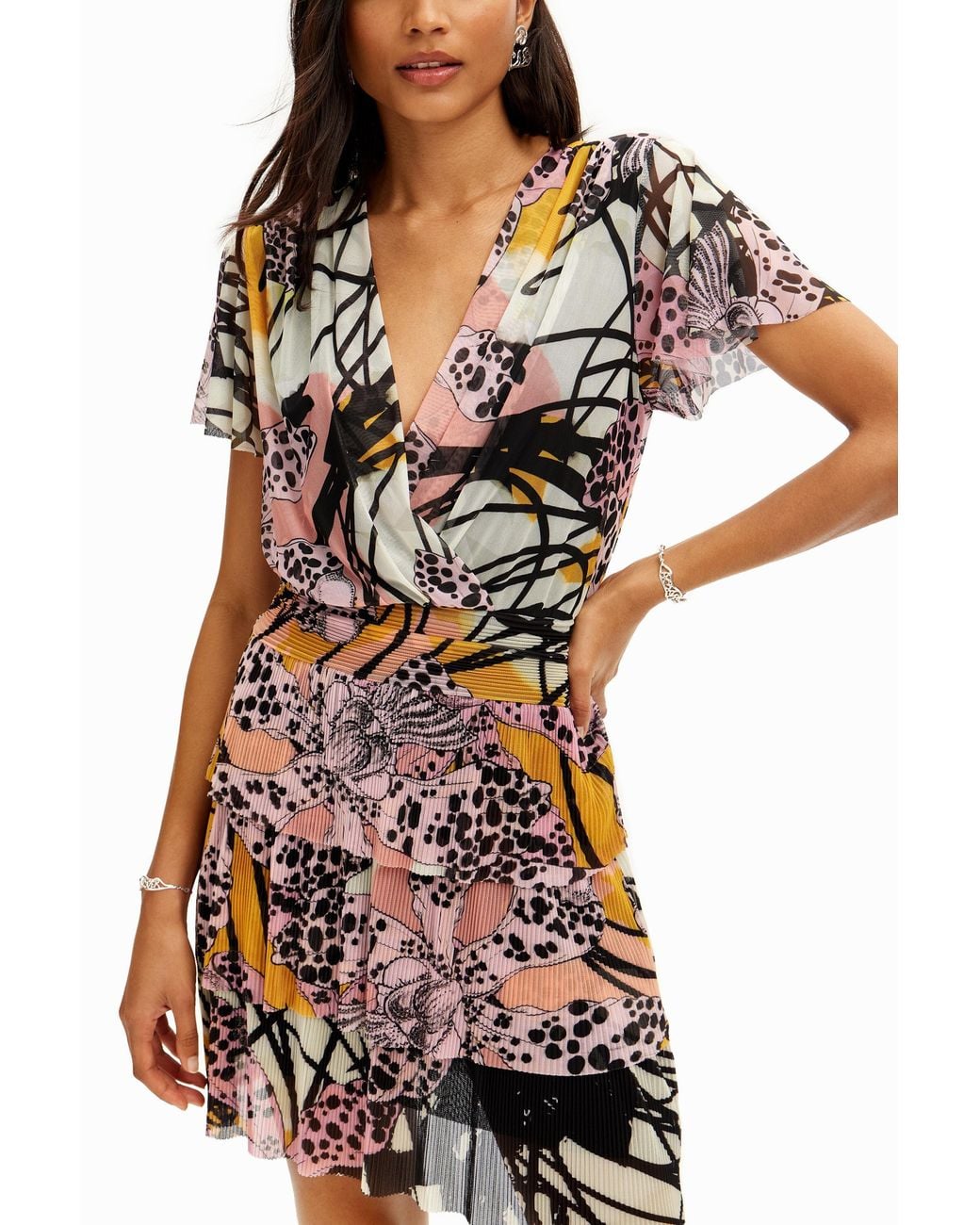 Desigual Multicolor M. Christian Lacroix Orchid Mini Dress, Polyester