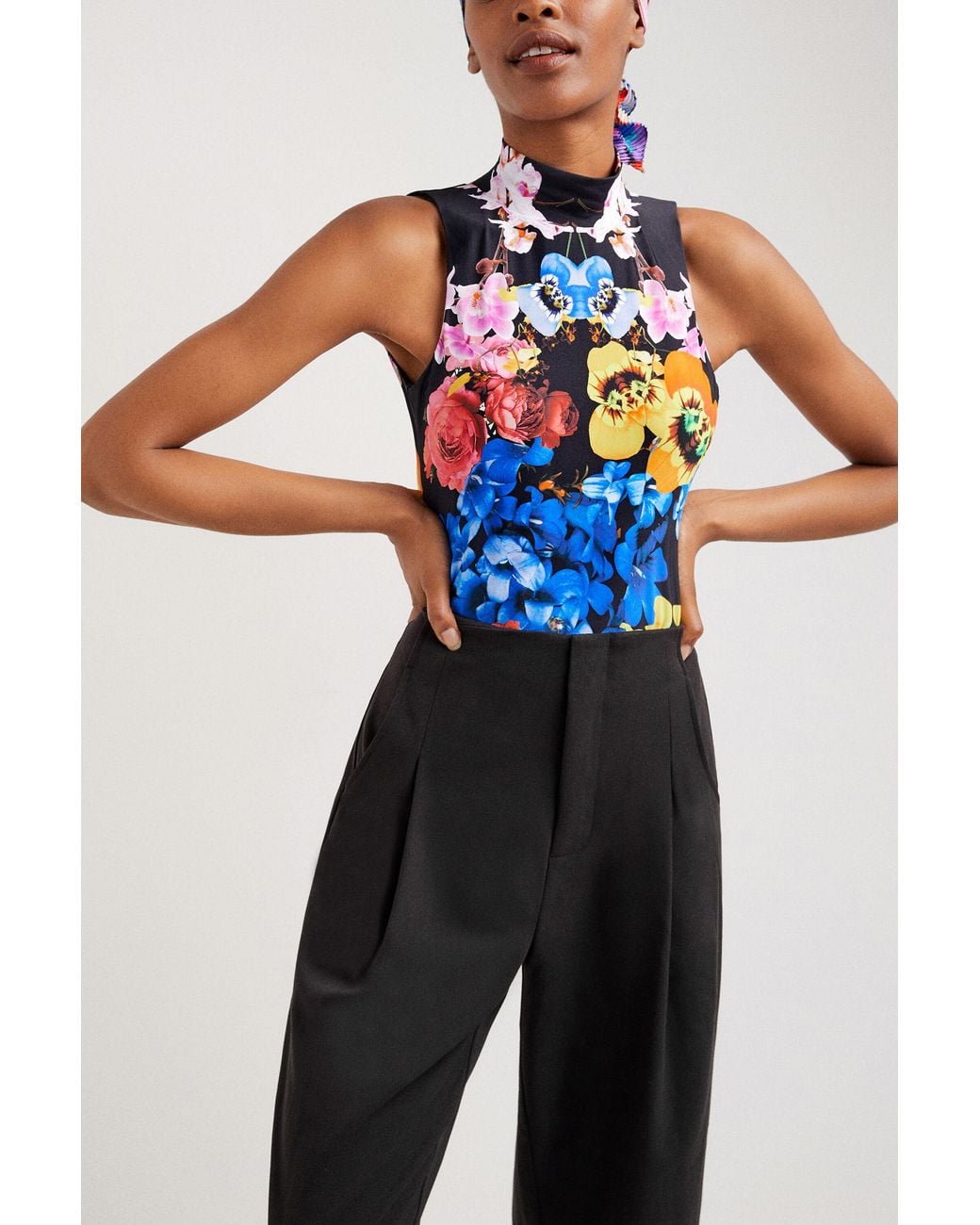 Desigual Blue M. Christian Lacroix Floral Bodysuit