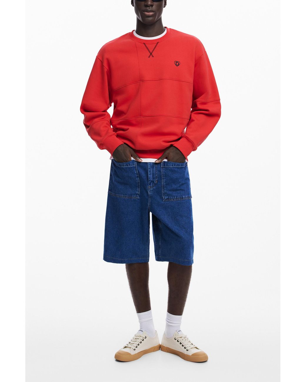 Desigual Red Geometric Sweater for men