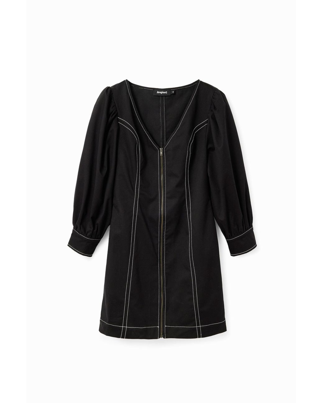 Desigual Black Short Slim Zip Dress, Cotton