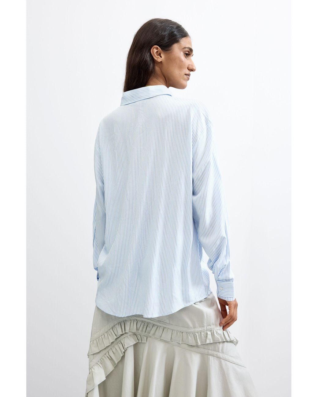 Desigual Blue Long Striped Shirt, Viscose