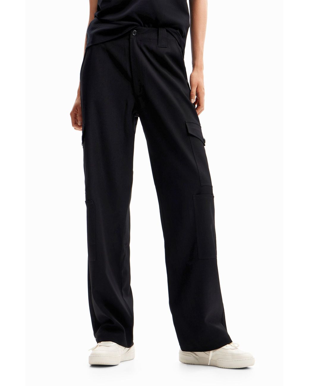 Desigual Black Wide Cargo Trousers
