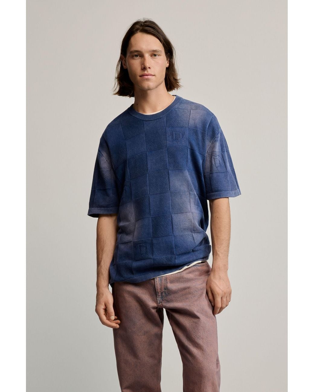 Desigual Blue Washed-Effect T-Shirt, Cotton for men