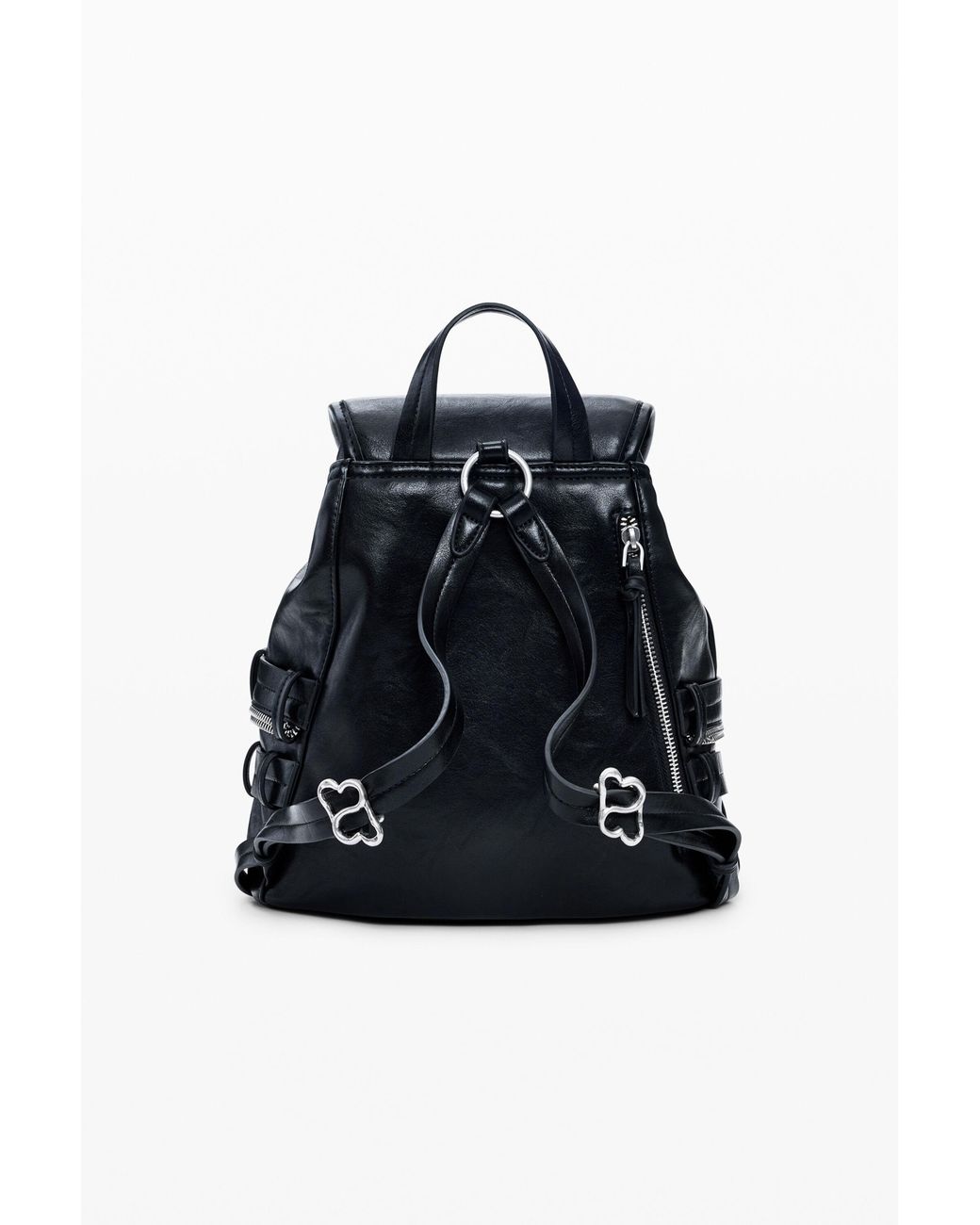 Desigual Black Backpack Buckles Hearts, Polyurethane