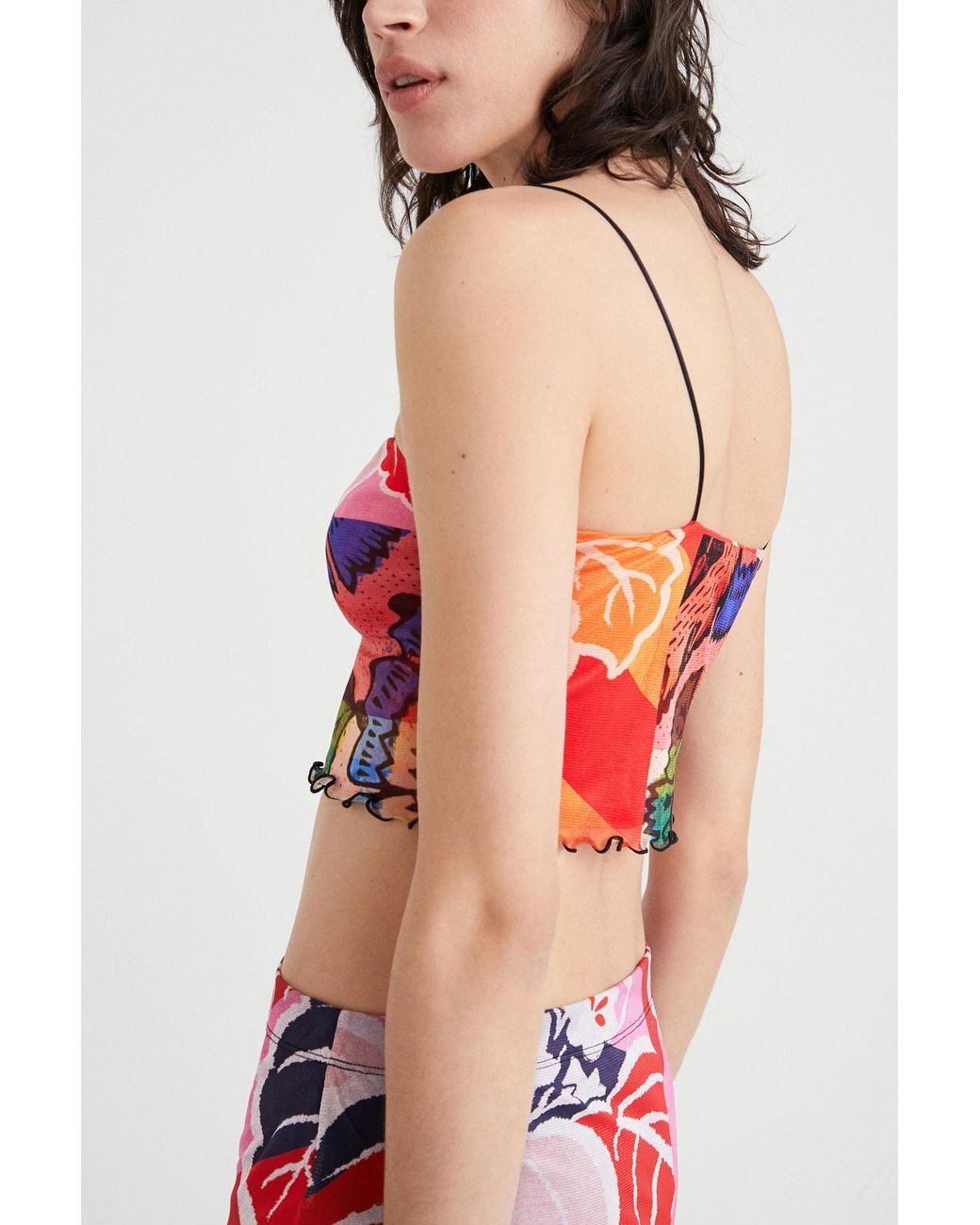 Desigual Red M. Christian Lacroix Crop Top, Polyester