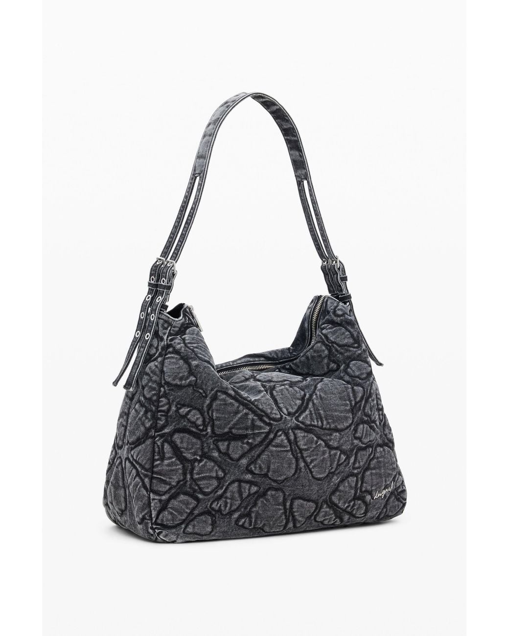 Desigual Black Medium Printed Bag, Cotton