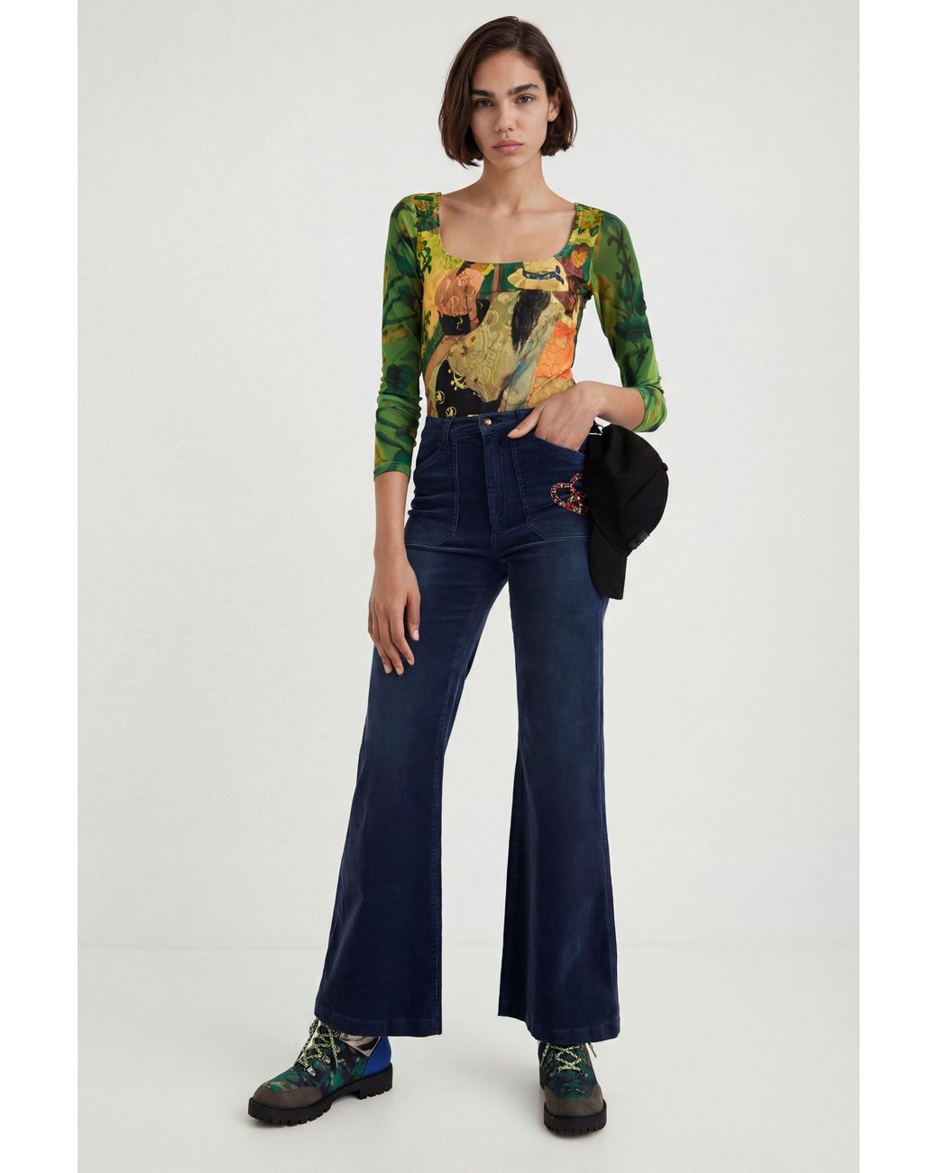 Desigual Green Siesta Artwork Bodysuit, Polyester
