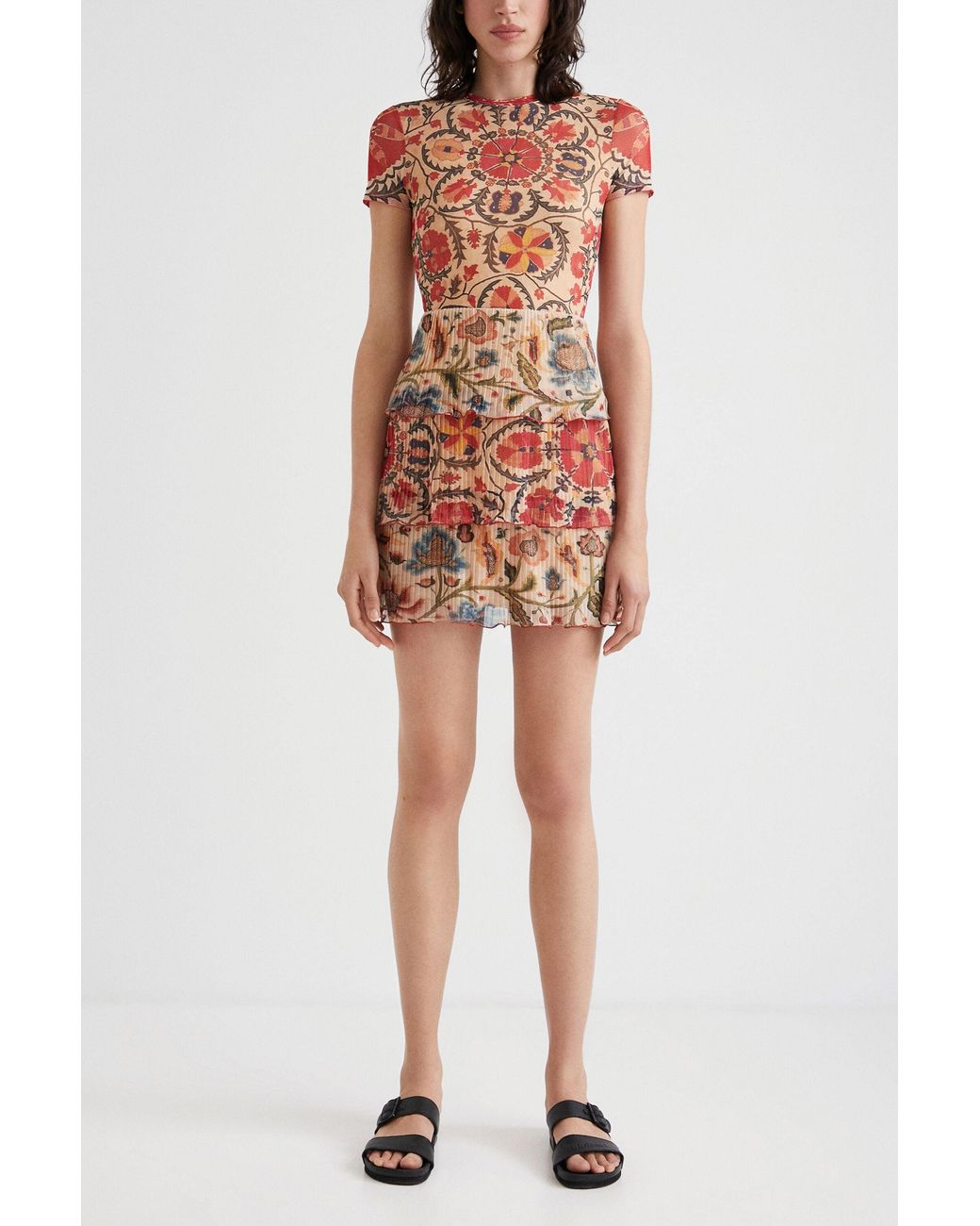 Desigual Multicolor Layered Floral Dress, Polyester