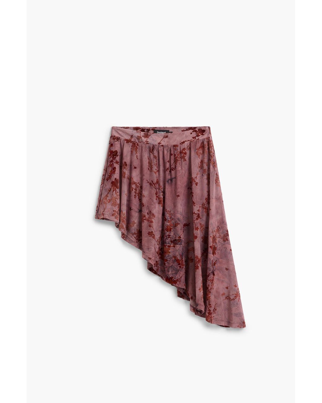 Desigual Red Asymmetrical Flocked Skirt, Polyester