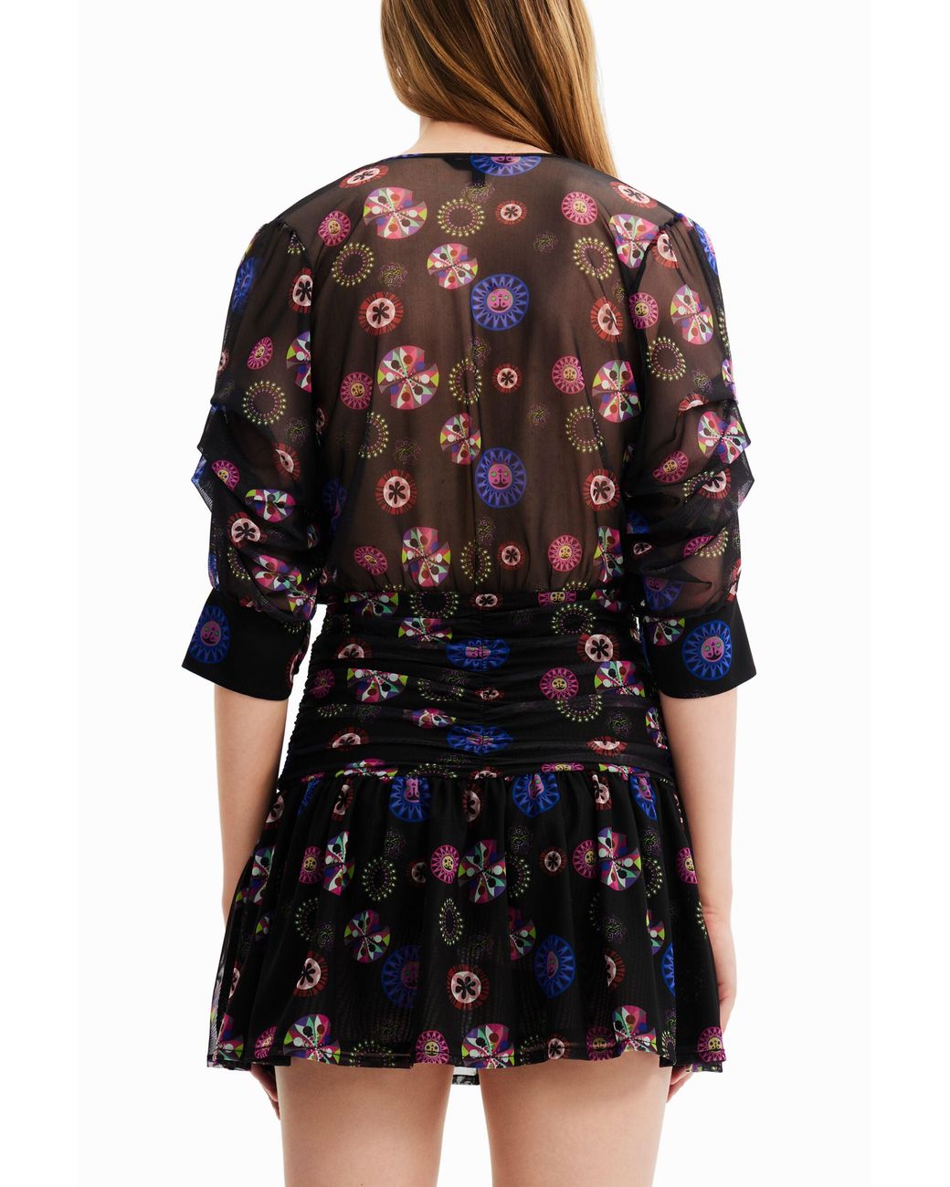 Desigual Blue M. Christian Lacroix Draped Short Dress, Polyester