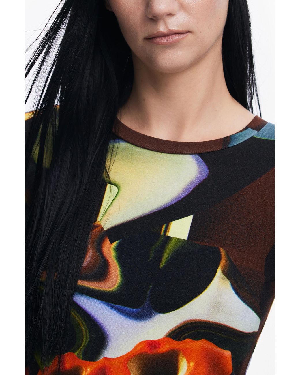 Desigual Black Arty Print Viscose Top