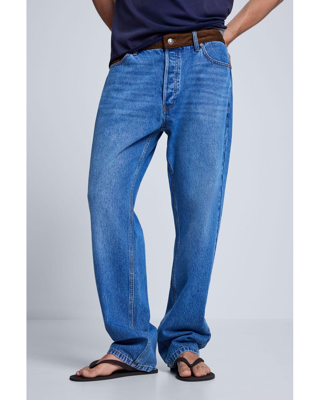 Desigual Blue Combined Denim Trousers, Cotton for men